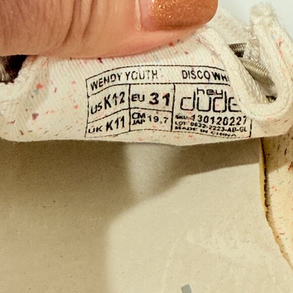 Hey Dude Wendy Youth Disco White Size K12 - Picture 12 of 14